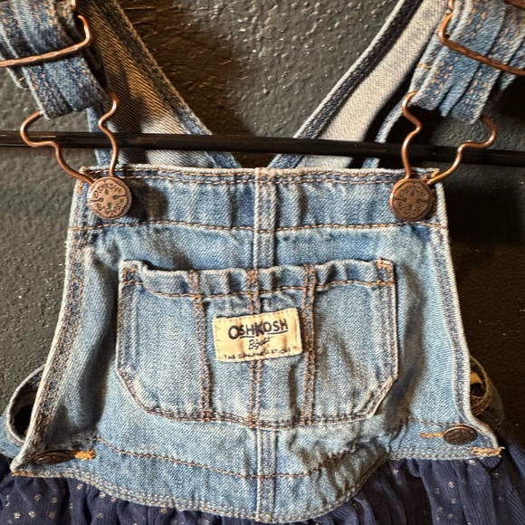 OshKosh B'gosh Blue Denim Tulle Skirt Overalls Size 3T - Picture 2 of 4